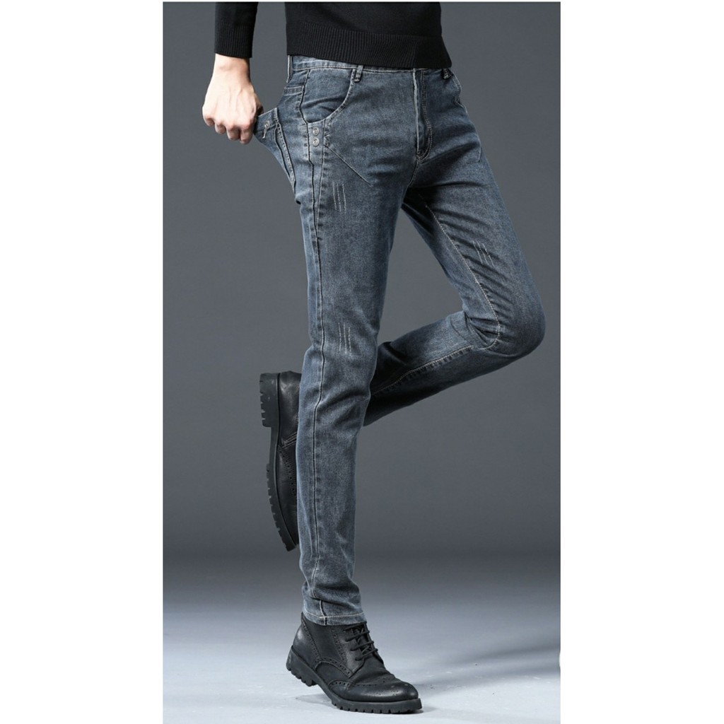 Quần Jeans nam co giãn slim fit phong cách Hàn Quốc