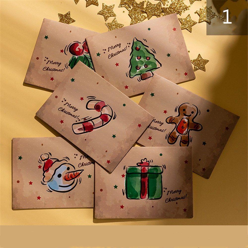 Set 6 Thiệp Giáng Sinh Kèm Nhãn Dán Trang Trí Sinh Nhật / Thiệp Chúc Mừng