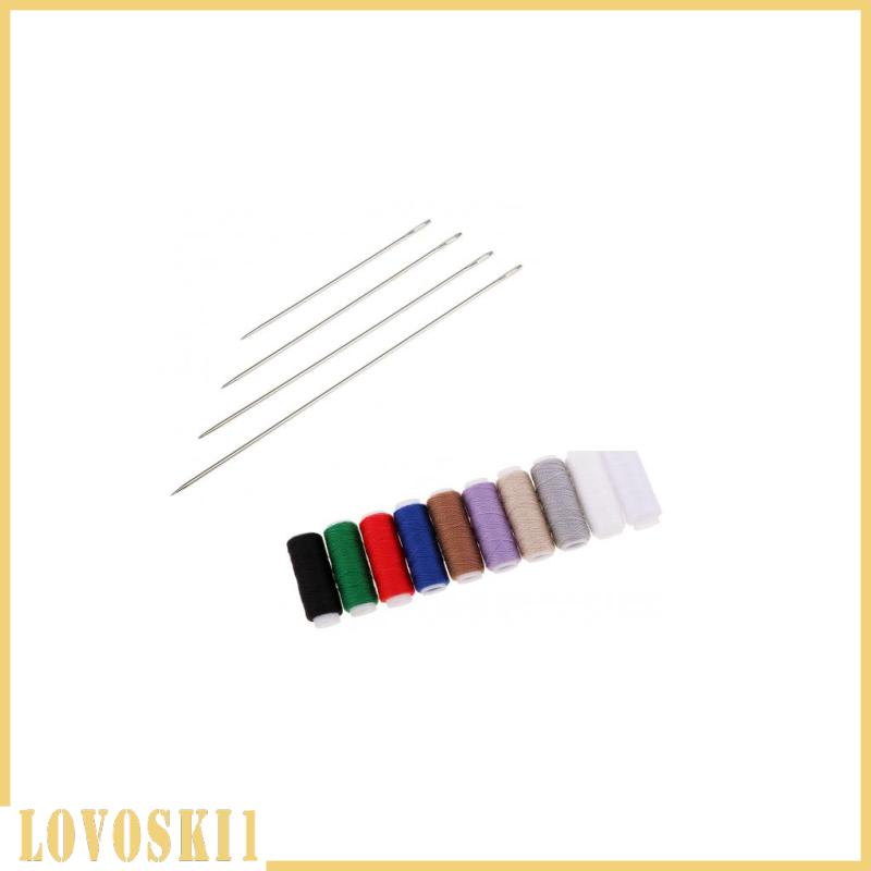 [LOVOSKI1]4 Assorted Sizes Long Hand Sewing Needles for Embroidery Mending Craft Case