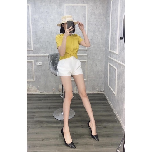 Áo Zara Xuất Xịn Xoắn Eo Tay Bồng Nhẹ Nâu Đất Size S M