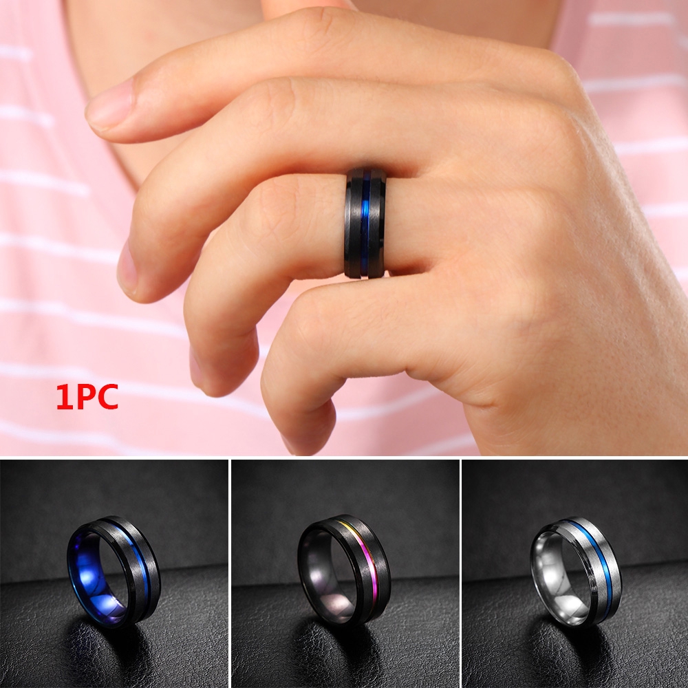 EUCAP Matte 8mm Jewelry Vintage Men Titanium Steel Ring