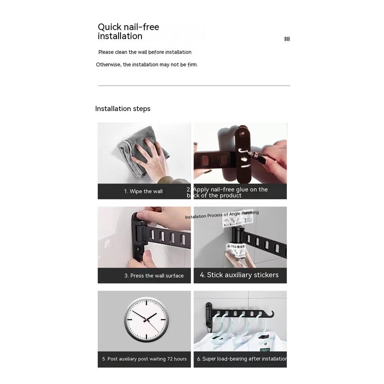 Giá Phơi Đồ Gắn Tường Vô Hình Không Cần Khoan Tiện Dụng Cho Nhà Tắm / Nhà Vệ Sinh