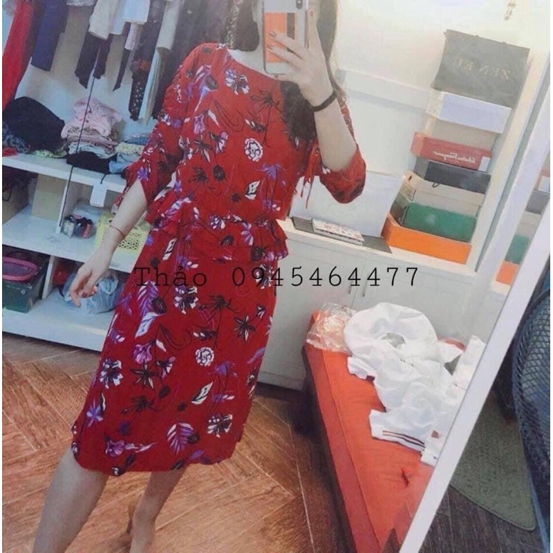 VÁY ĐẦM MANGO HOA ĐỎ AUTHENTIC