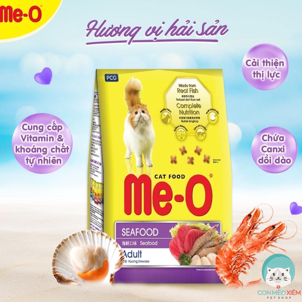 Hạt cho mèo trưởng thành Me-O hải sản seafood 350g 1.2kg thức ăn cho mèo lớn Con Mèo Xiêm