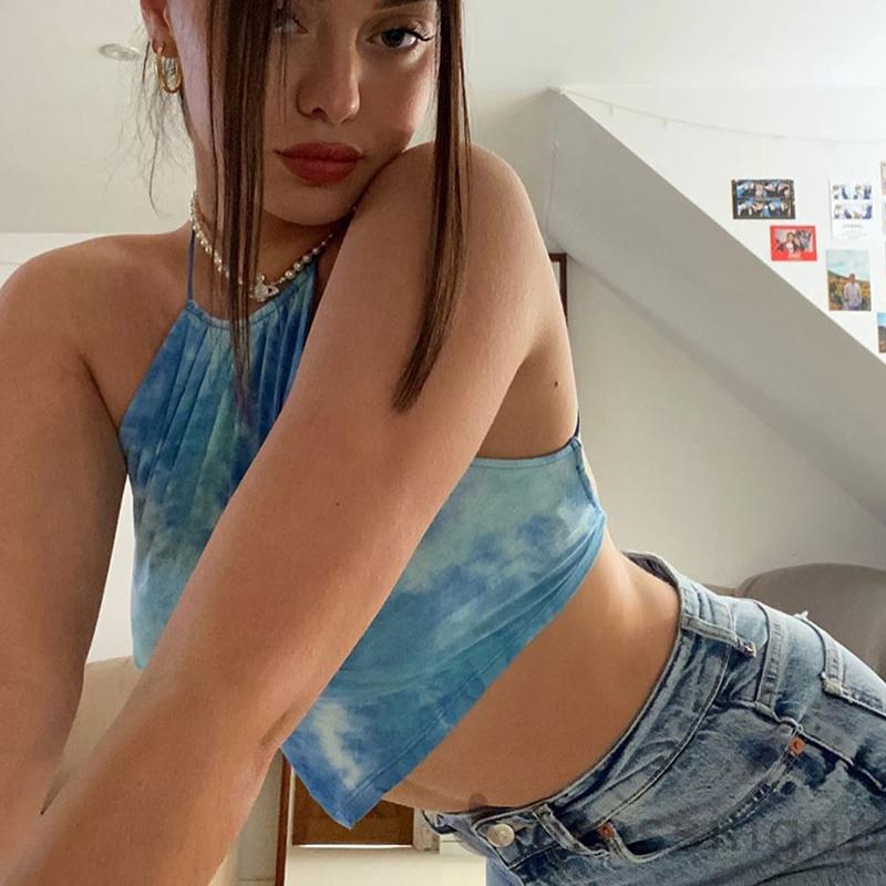 [Mã FAMAYWA giảm 10K đơn 50K] Áo dáng ngắn dây đan chéo sau lưng kiểu cột cổ thời trang cho nữ | BigBuy360 - bigbuy360.vn