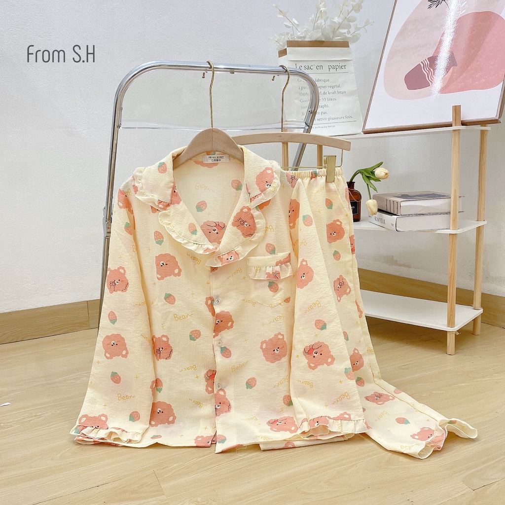 BỘ ĐỒ NGỦ MẶC NHÀ DÀI TAY ĐŨI XỐP HÌNH HOT 2022