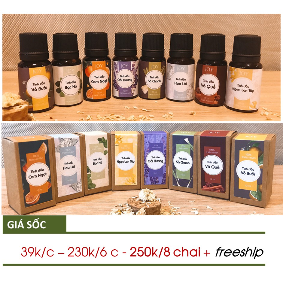 Combo 6 Chai Tinh Dầu Thiên Nhiên JOY 10ml - Tinh Dầu Xông Phòng - Được chọn mùi