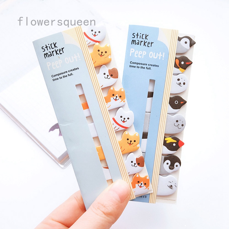 flowersqueen Giấy ghi chú in họa tiết động vật xinh xắn cao cấp
