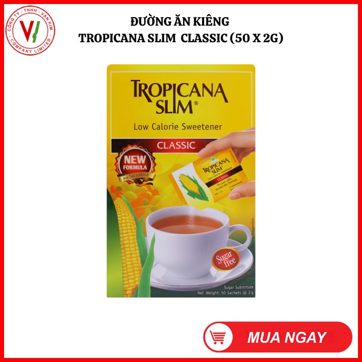 Đường bắp ăn kiêng với công thứ tạo ngọt thể hiện mới Surcalose Tropicana Slim Classic 100g (50 x 2g)