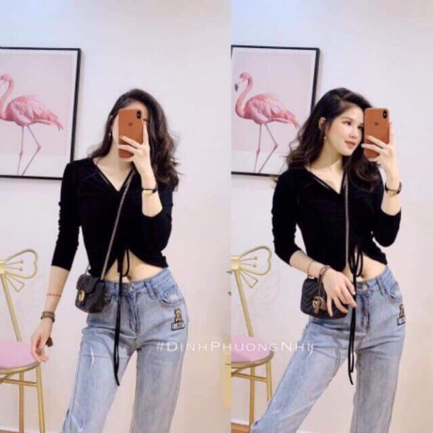 [Rẻ Vô Địch] Áo croptop rút dây ngực tay dài sexy [Hàng Đẹp] | BigBuy360 - bigbuy360.vn
