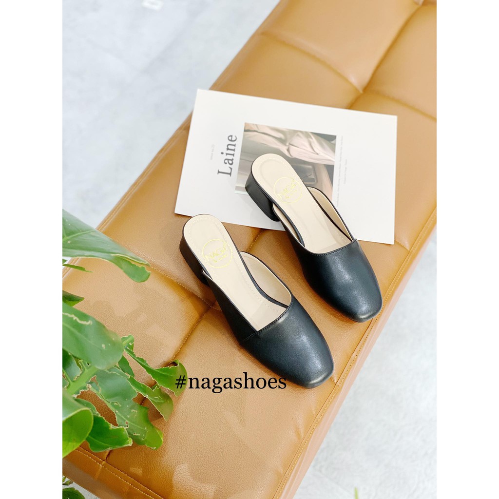 [FORM BÉ- CHỌN LÊN 1 SIZE] DÉP TRƠN NAGASHOES MŨI TRÒN PHỐI CHỈ 3CM NAD110