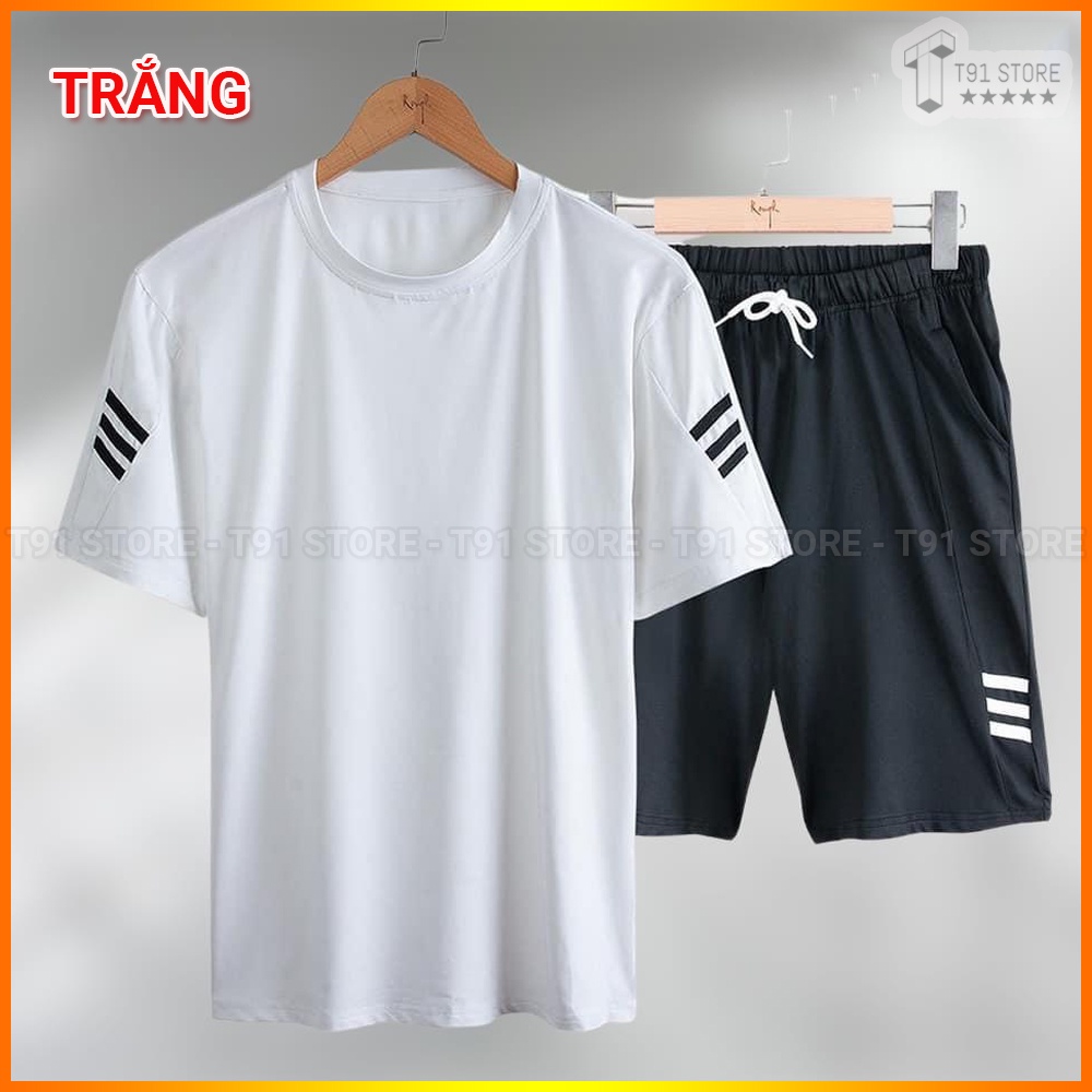 [SỈ SLL] Bộ thể thao cộc tay chất liệu thun co giãn FREESHIP Quần áo mùa hè 5 màu - 5 size M đến 3XL phù hợp mọi người