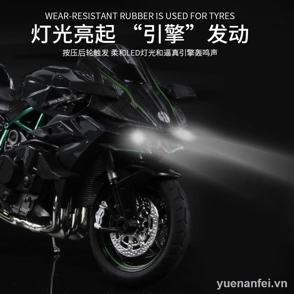 Kawasaki h2r mô hình xe mô tô hợp kim mô phỏng mô hình đầu máy trang trí âm thanh và ánh sáng đồ chơi trẻ em xe hơi món quà cậu bé