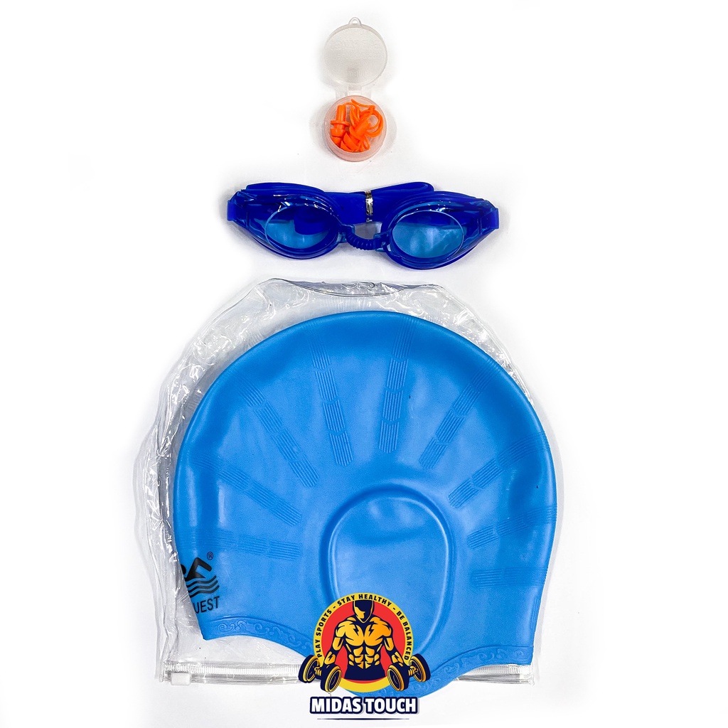 Combo 1 Kính Bơi Balance Kèm Bịt Tai và 1 Nón bơi PEW Người Lớn Chất Liệu Silicone Giá Ưu Đãi Tiết Kiệm