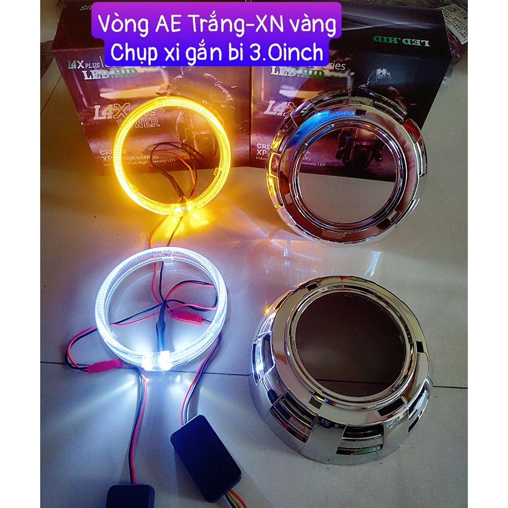 Chụp Xi+Vòng Thiên Thần Trắng XN VÀng Gắn Bi led Bi xenon oto xe máy