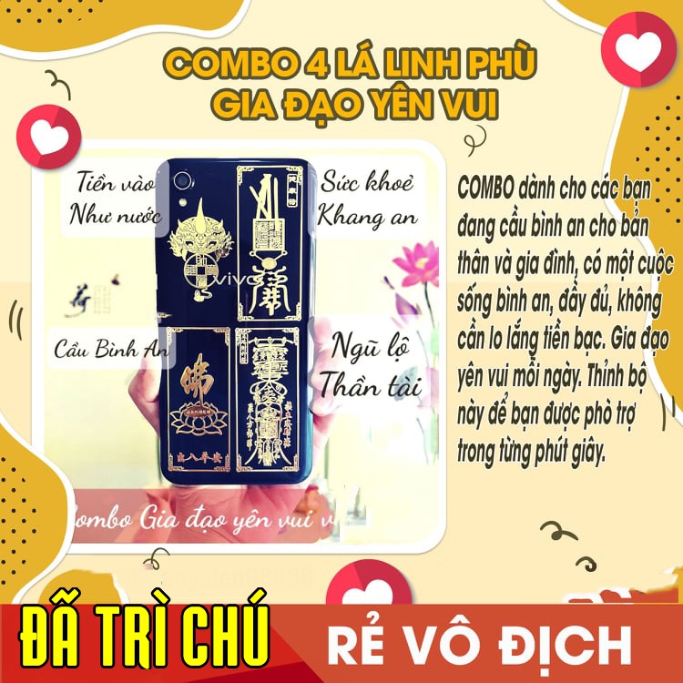 Combo 4 miếng dán điện thoại Gia Đạo Yên Vui, SỨC KHOẺ_BÌNH AN_NGŨ LỘ THẦN TÀI_T.IỀN VÀO NHƯ NƯỚC