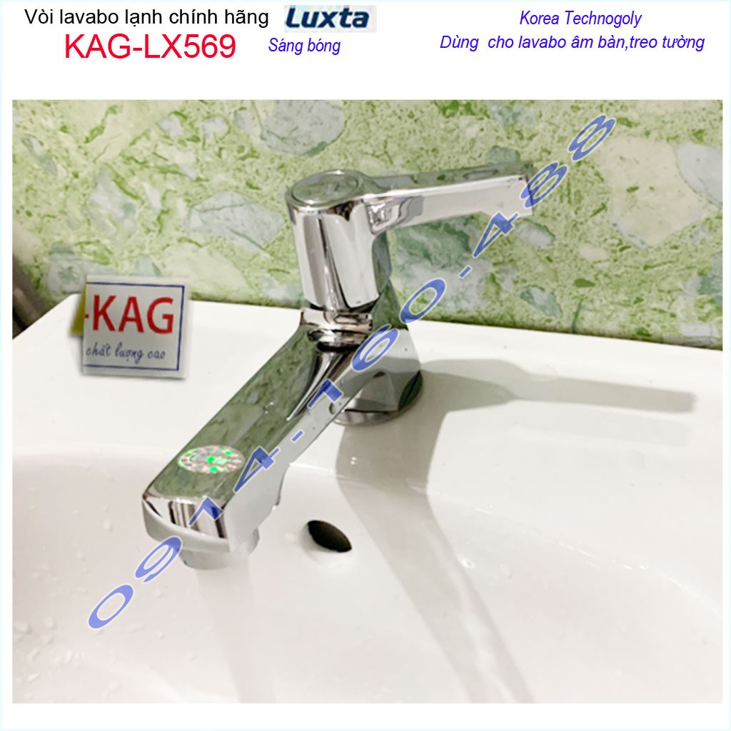 Vòi lavabo lạnh Luxta KAG-LX569 tay gạt vuông, Vòi chậu rửa nước mạnh chrome bóng thiết kế đẹp chất lượng siêu bền