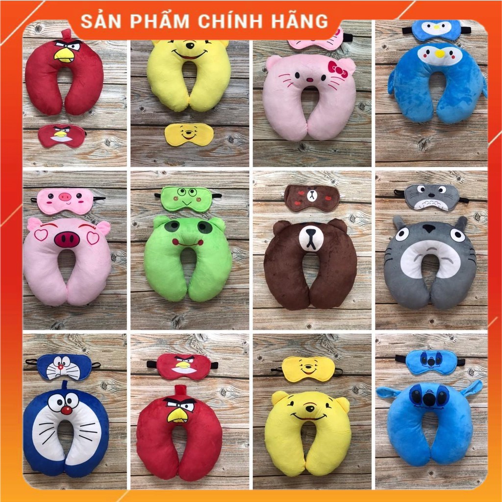 Sale Hot Gối Kê cổ chữ U kèm bịt mắt, Gối văn phòng ngủ trưa