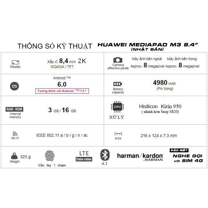 Máy tính bảng Huawei Mediapad M3 ( M3 8.4inch ) / Siêu âm thanh / Siêu màn 2K / Lắp sim 4G. | BigBuy360 - bigbuy360.vn