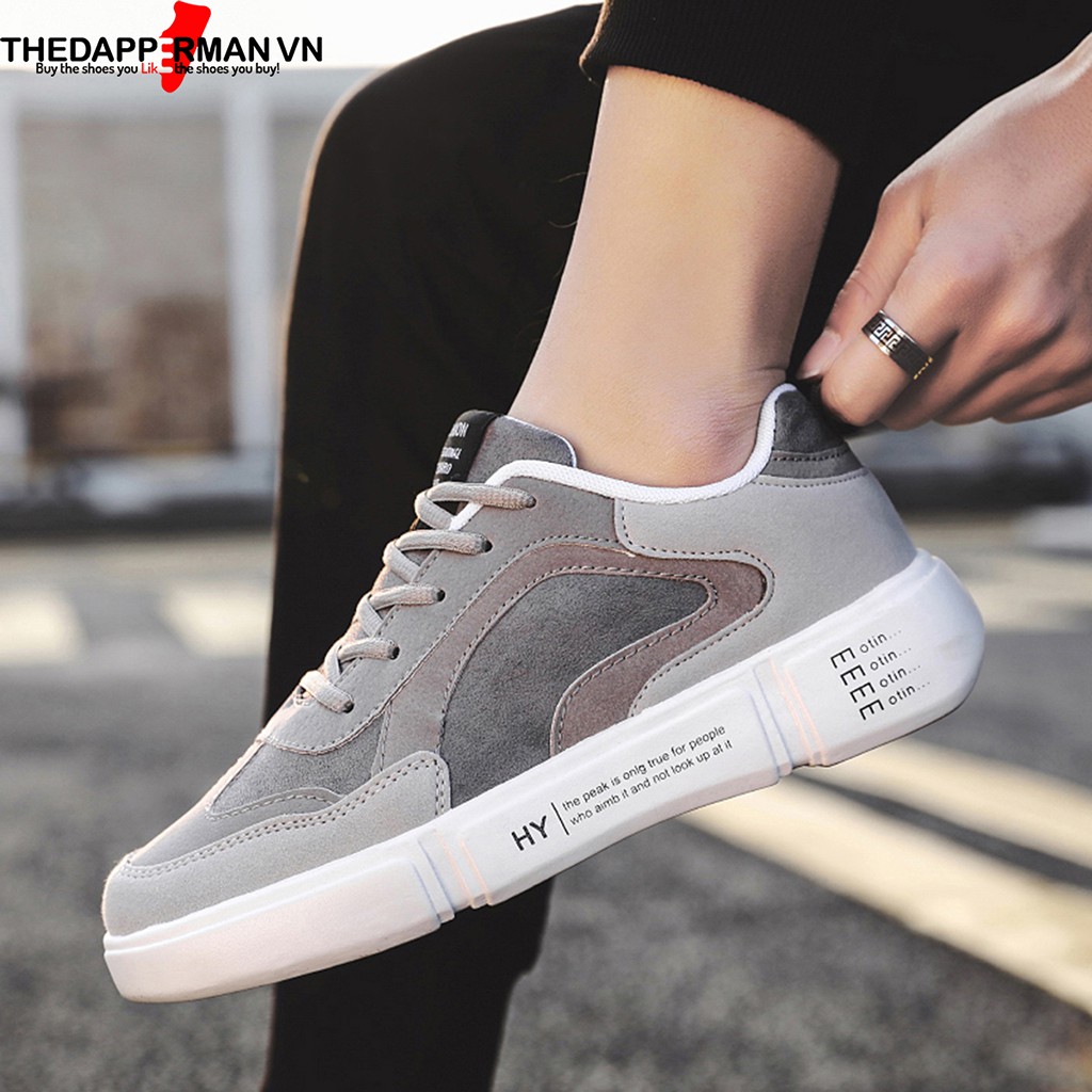 Giày nam thể thao sneaker THEDAPPERMAN WD887 chất liệu da lộn, đế cao su nhiệt dẻo, êm chân, chống trơn trượt, màu xám