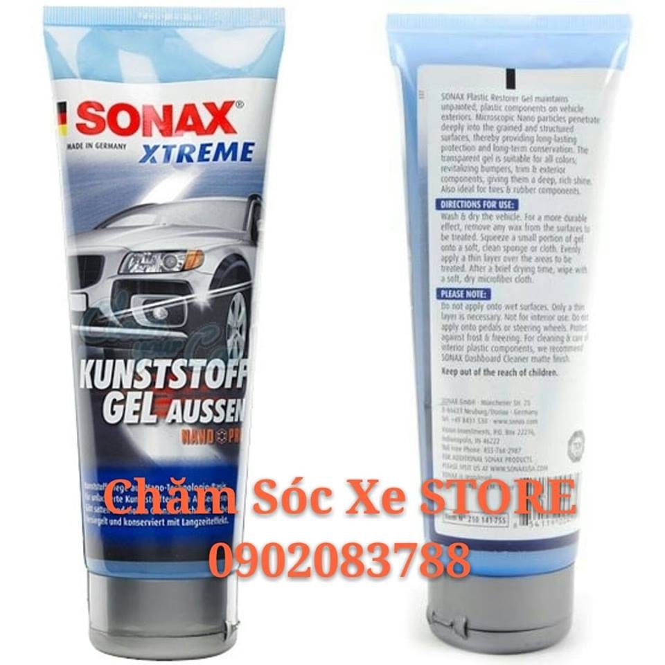 Gel Nano Bảo Dưỡng Và Phục Hồi Nhựa Sonax Xtreme Plastic Restorer Gel 210141 - 250ml Tặng mút