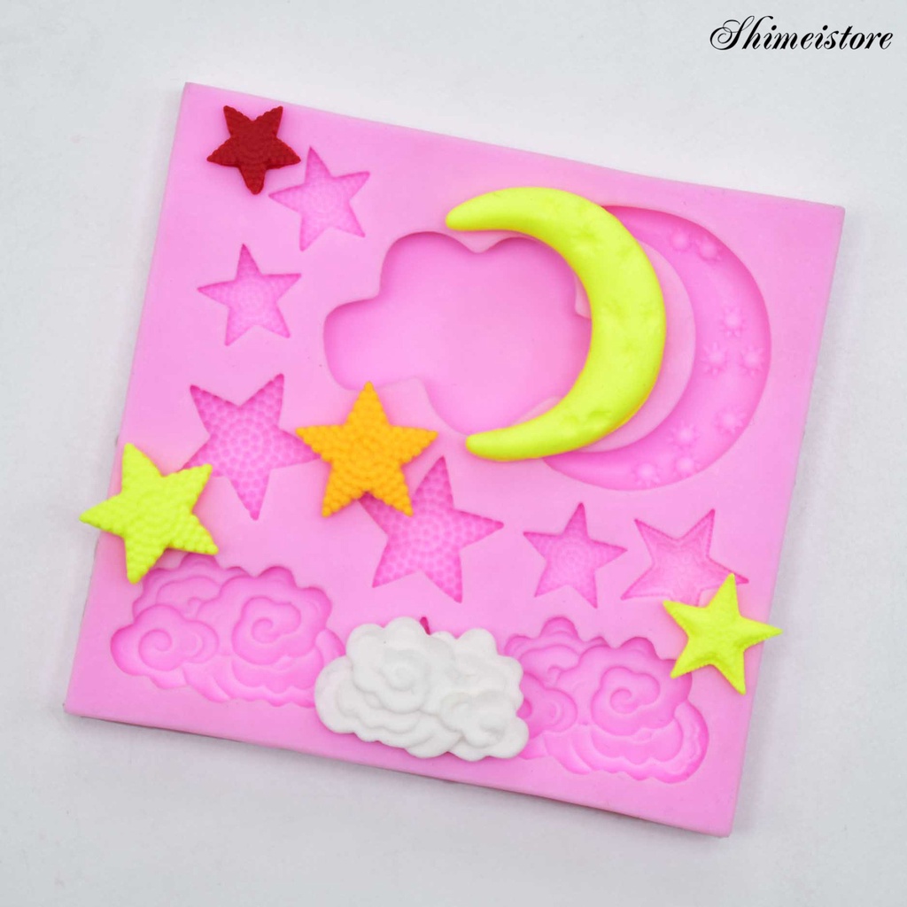 Khuôn Silicone Làm Bánh Không Dính Tạo Hình Trăng Sao Đám Mây DIY 5