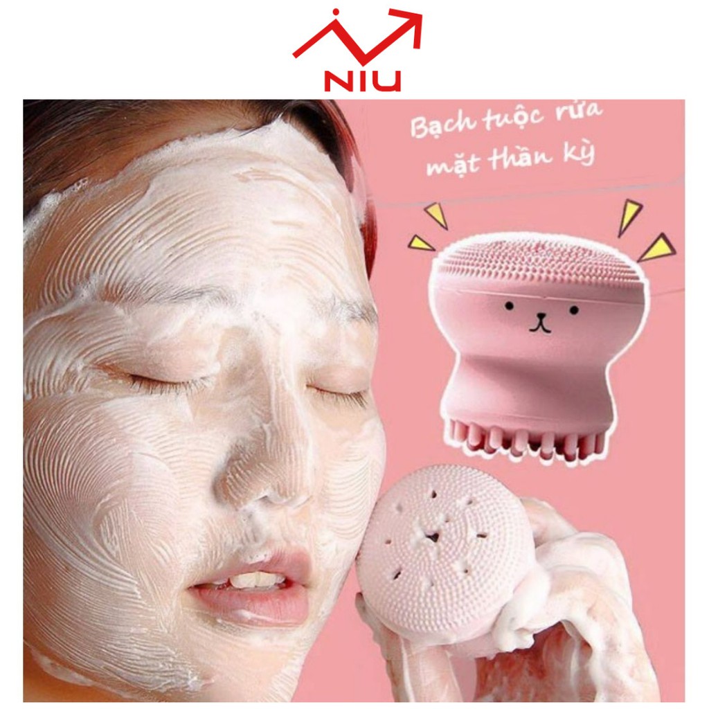 Cọ rửa mặt bạch tuộc siêu sạch an toàn cho da, dụng cụ skincare tiện lợi tiết kiệm Niulife