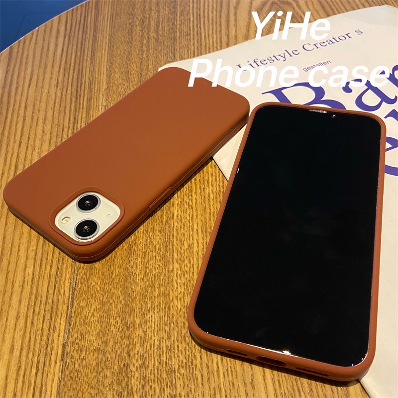 Ốp Điện Thoại Silicon Mềm Màu Nâu Cho IPhone 11 12 13 14 Pro X XR XS Max 7 8 Plus