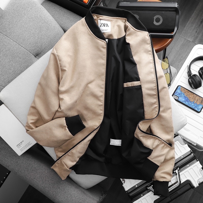 Áo khoác nhẹ Bomber da lộn ZR 2 lớp