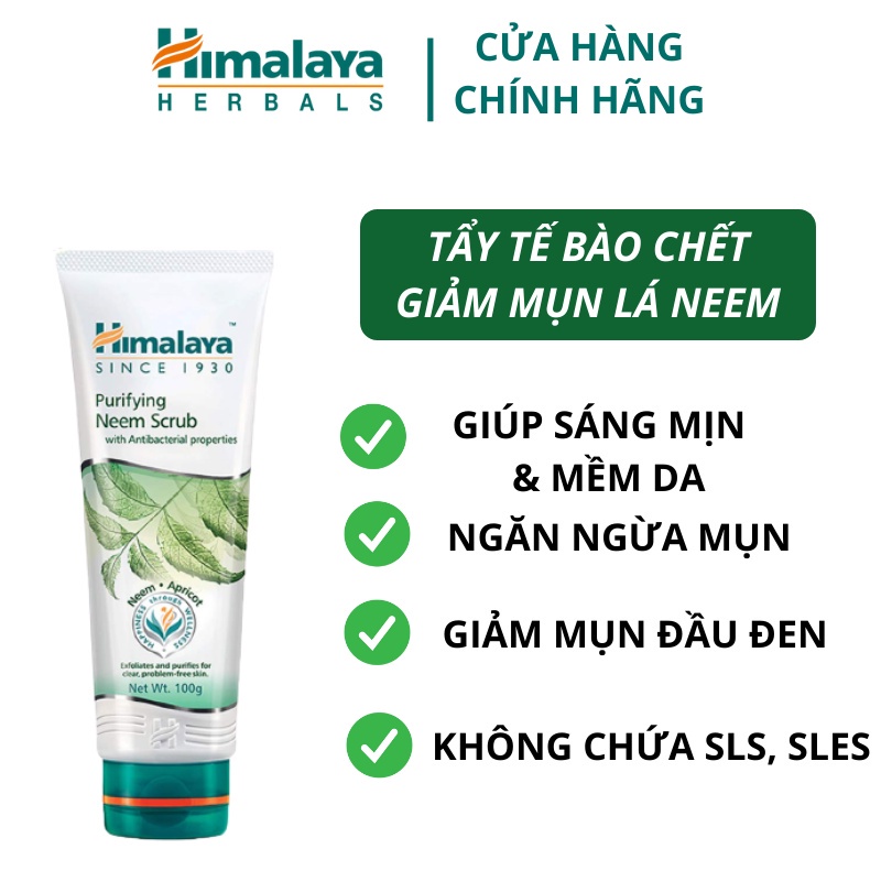 Combo làm sạch loại bỏ mụn đầu đen và mụn ẩn Himalaya Neem Face Pack 100ml và Neem Scrub 100ml