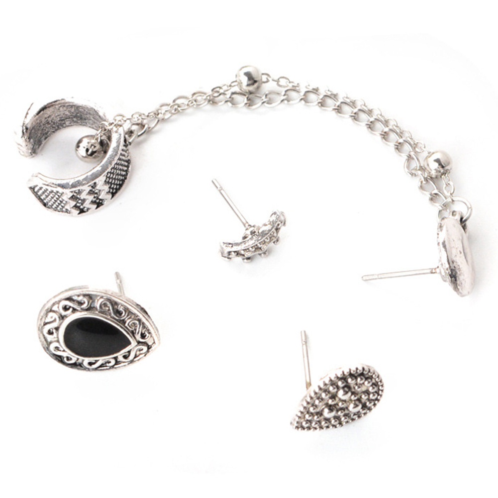 Set 4 bông tai hợp kim họa tiết cá tính cho nữ