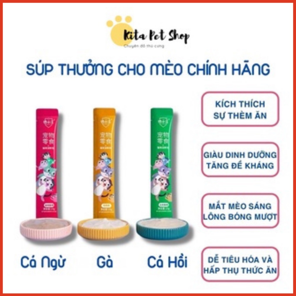 Súp Thưởng Cho Mèo Soup 3 Hương Vị Thơm Ngon Giàu Dinh Dưỡng Cho Mèo 15g