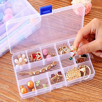 Hộp nhựa trong suốt 10 ngăn đựng trang sức