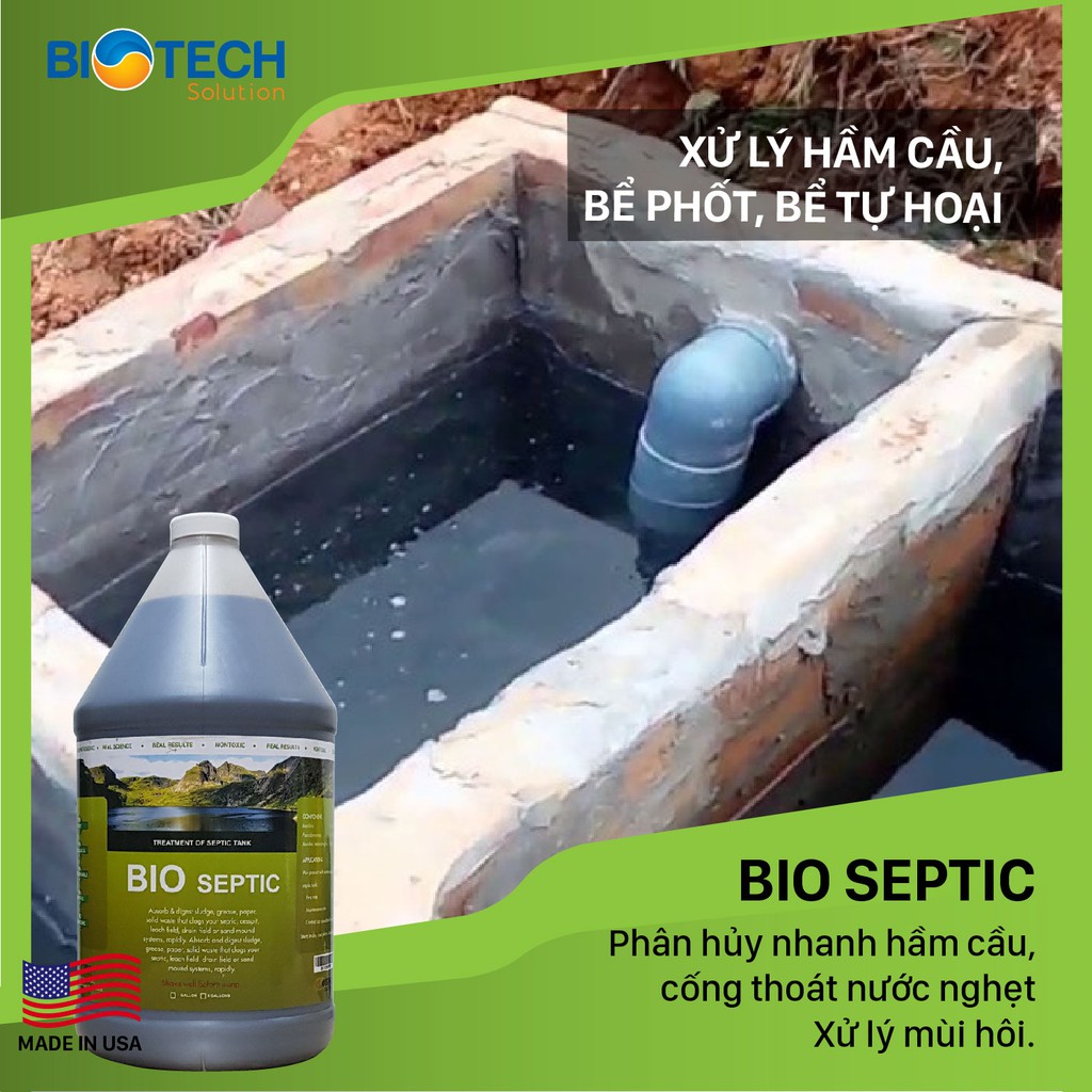 Hàng Mỹ - Vi Sinh Xử Lý Hầm Cầu, Bể Phốt, Tự Hoại - Bio Septic - Chai Gallon = 3,785 Lít