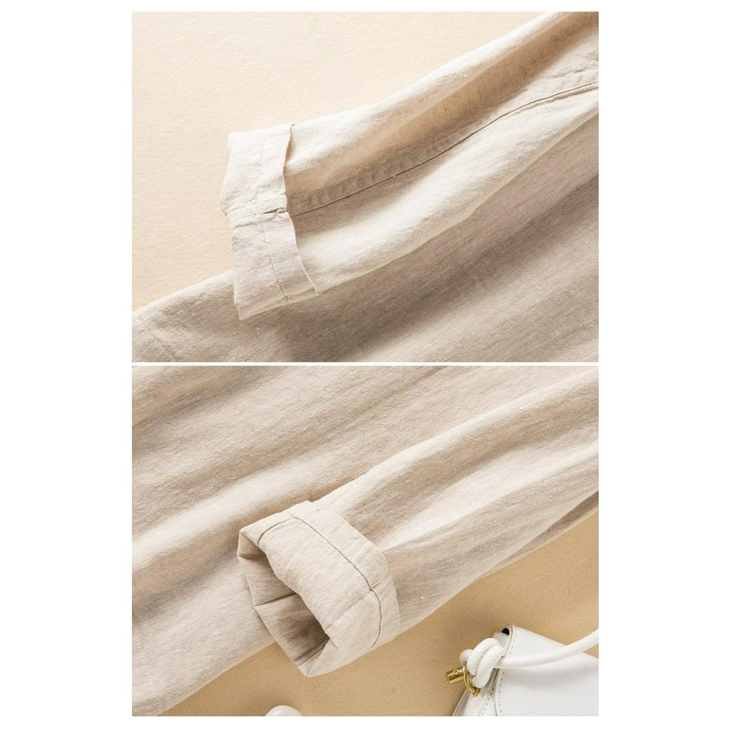 Áo blazer nữ vải linen bột cao cấp, Blazer linen nữ 1 lớp tay dài 2 túi trước