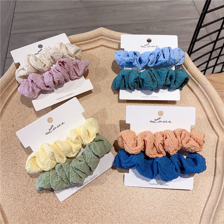 Combo 2 dây cột tóc vải nhúng màu pastel đơn giản nhẹ nhàng cho nữ CB04