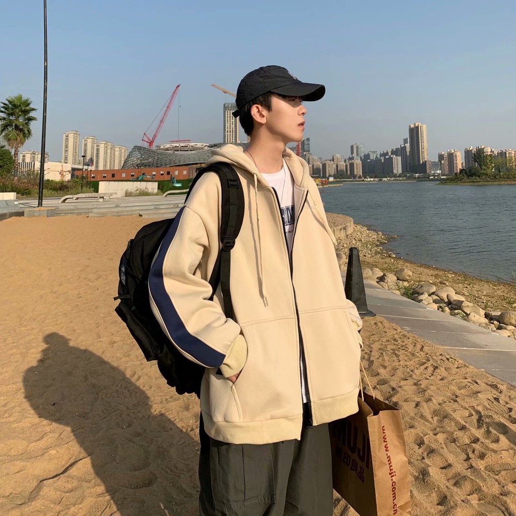 Áo khoác Hoodie dáng rộng phong cách thời trang hàn quốc cho nam giới