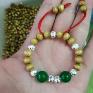 Vòng dâu tằm bé trai mix 2 đá phong thủy