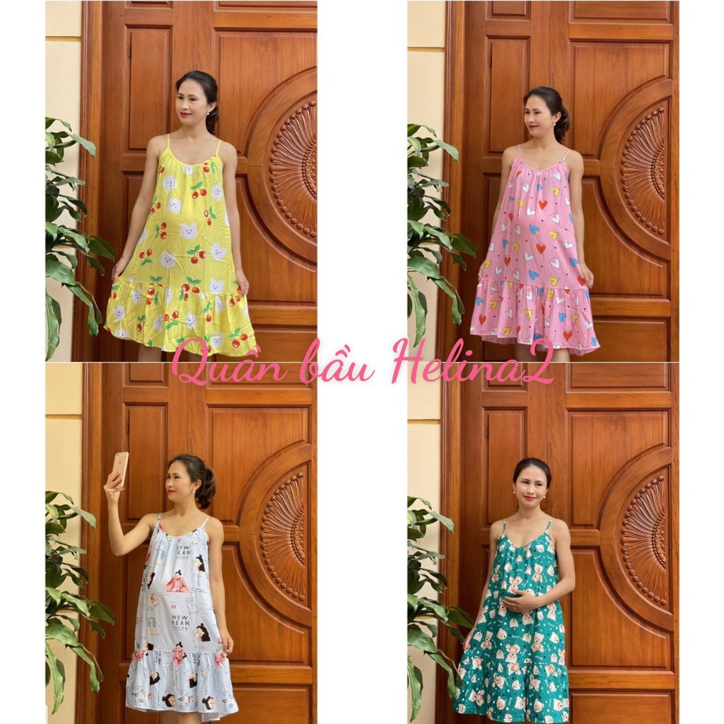 Váy Lanh Bầu 2 Dây nhẹ nhàng, thoáng mát, nhiều màu sắc  VL2D