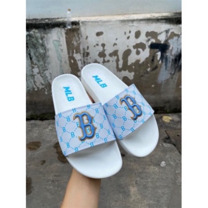 Dép cao su cao cấp Mlb Boston Monogram nữ, đế êm, nhẹ, không trơn, không thấm nước