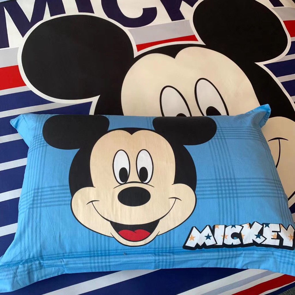 Bộ chăn ga lụa cotton disney cao cấp mẫu micky men