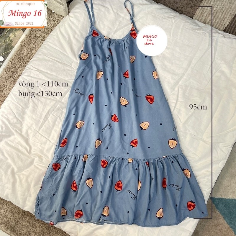 Váy Ngủ 2 Dây Họa Tiết Nhiều Mẫu Chất Vải Lanh Mát Dáng , Freesize | BigBuy360 - bigbuy360.vn