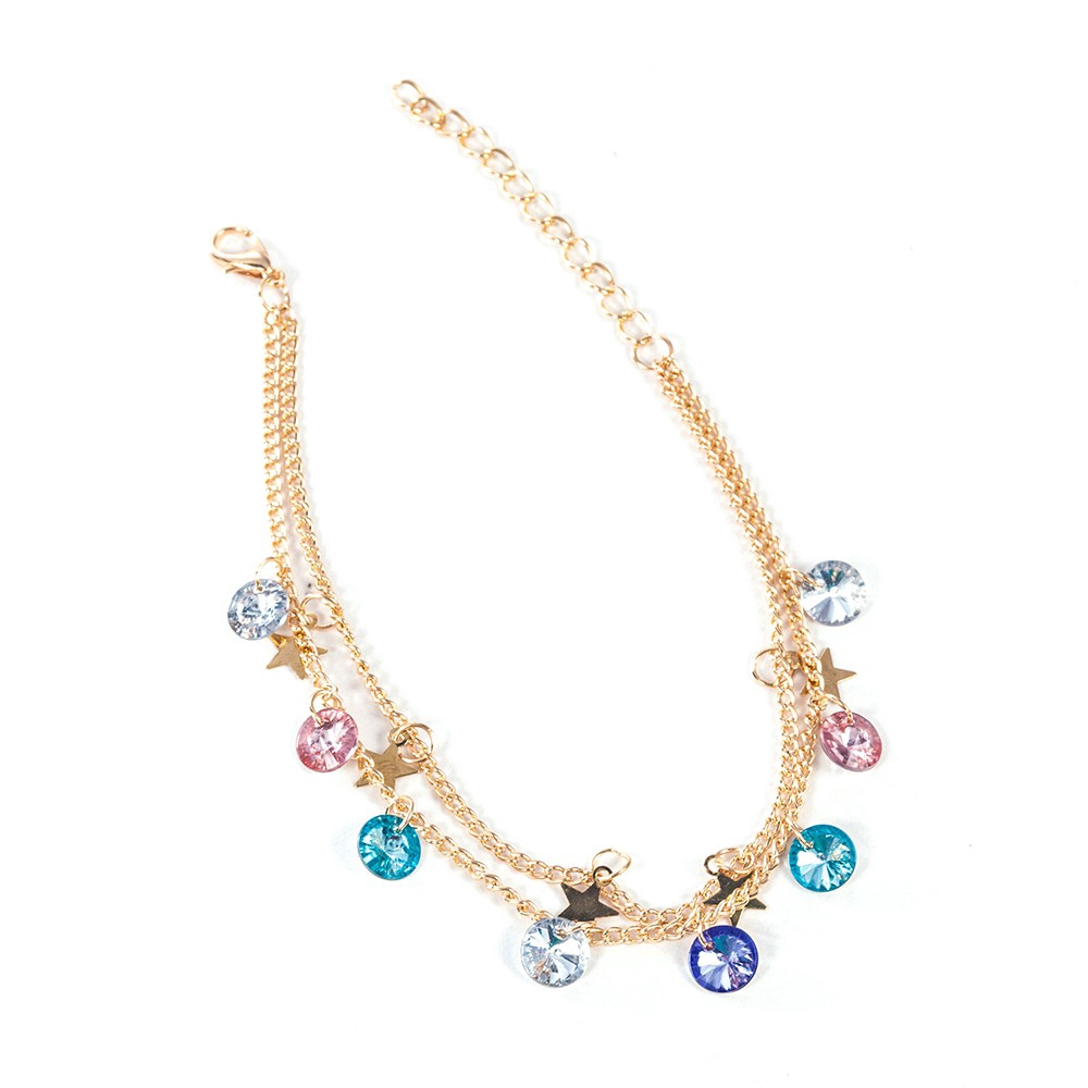 [READY STOCK] Fashion Beach Colorful Crystal Star Anklet Shiny Women Double Layer Feet Chain | BigBuy360 - bigbuy360.vn