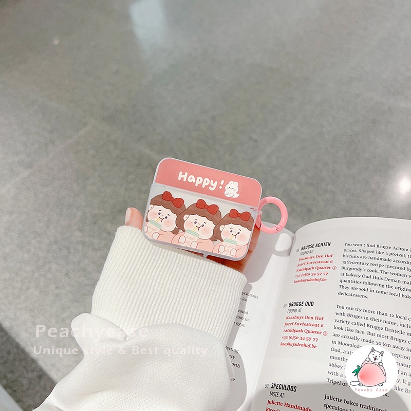 Vỏ Bảo Vệ Hộp Sạc Tai Nghe Airpods 1 2 Pro Air Pod 3 Không Dây Chống Thất Lạc Màu Hồng Họa Tiết Bé Gái / Thỏ Dễ Thương