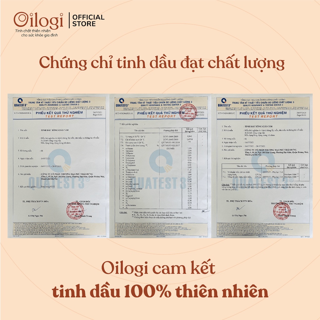 Tinh dầu thiên nhiên nguyên chất Oilogi 10ML | Tự chọn mùi | Có kiểm nghiệm đạt chuẩn