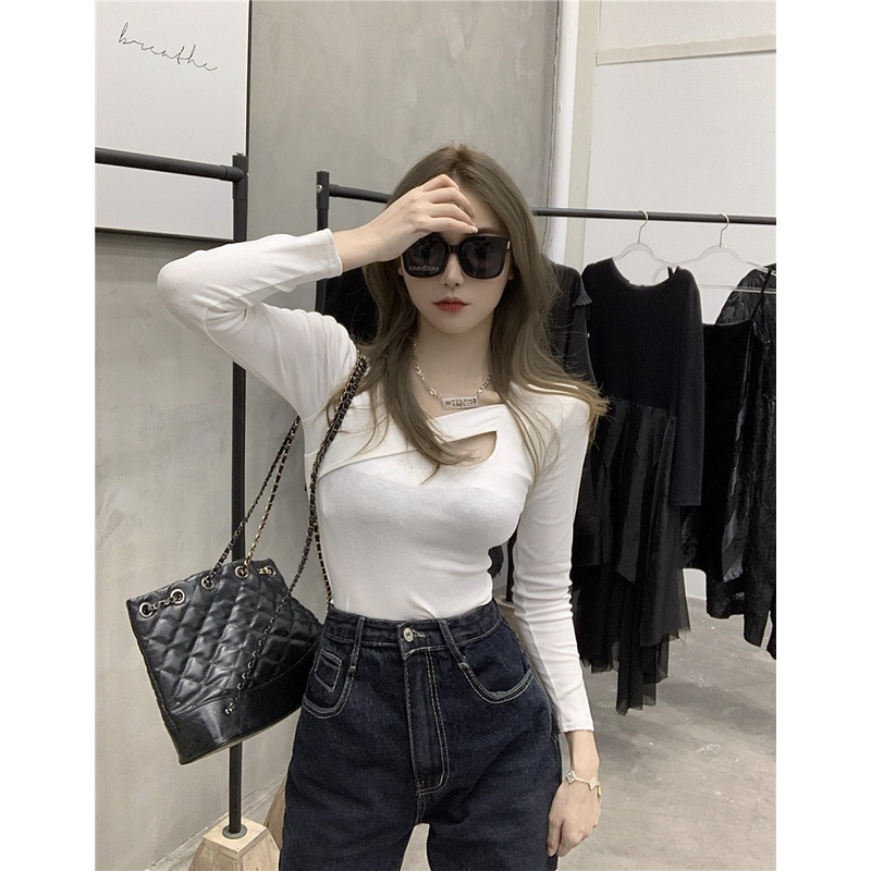 Áo Thun Tay Dài JH-CX-105 Màu Trơn Thời Trang Mùa Thu Cho Nữ