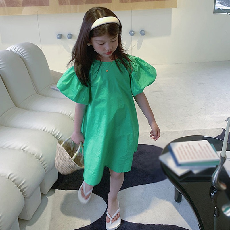 Đầm Bé Gái Đầm Công Chúa Tay Ngắn Cổ Tròn Thắt Nơ Lưng Thời Trang Mùa Hè Se7En Dành Cho Bé Gái