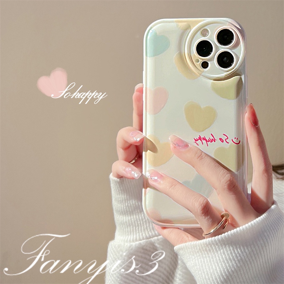Ốp Điện Thoại Mềm Đệm Khí In Hình Trái Tim Nhiều Màu Sắc Cho iPhone 14 13 12 11 Pro Max X XR Xs Max 8 7 6 6s Plus SE 2020