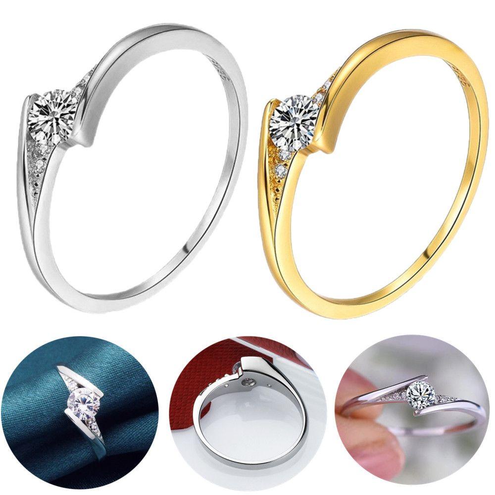 PINEVN Nhẫn Nữ Mạ Vàng / Bạc Đính Đá Pha Lê