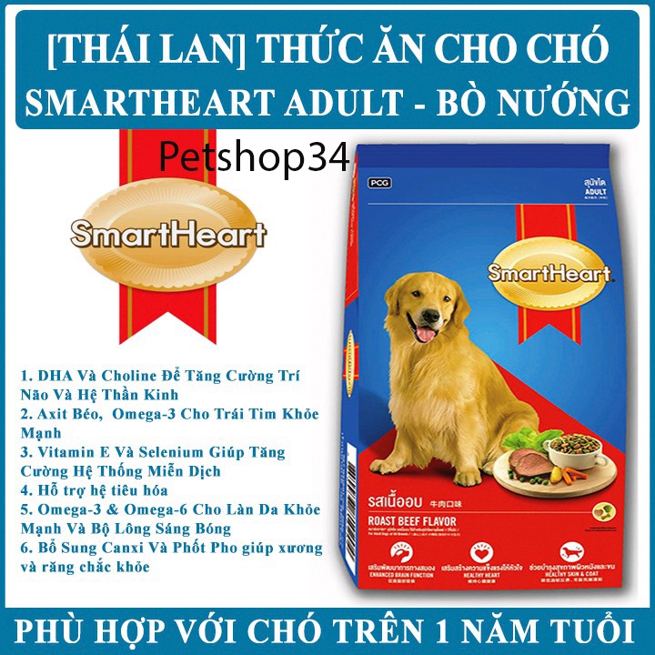 Thức Ăn Hạt Cho Chó Con Và Chó Trưởng Thành SmartHeart gói 400 gr.